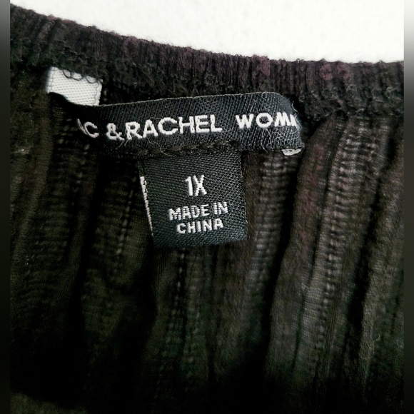 Zac&Rachel Women Top Blouse Cotton/Rayon Layered Square Neck Flowy Black 1X - Picture 3 of 16